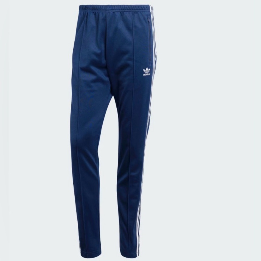 Adidas Legacy navy blue track pant with white stripes - men’s size small NWT